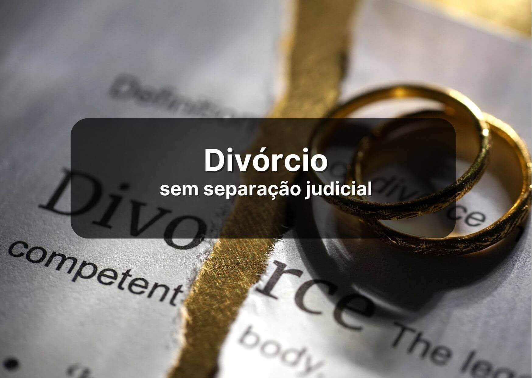 Imagem de anéis de ouro sob folha rasgada, escrita "divorce".