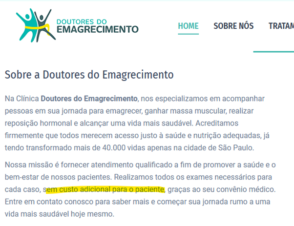 Site da Doutores do Emagrecimento